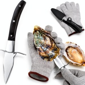 Oyster Shucking Knife QUMMFA Steel XL with Cut Resistant Glove-0