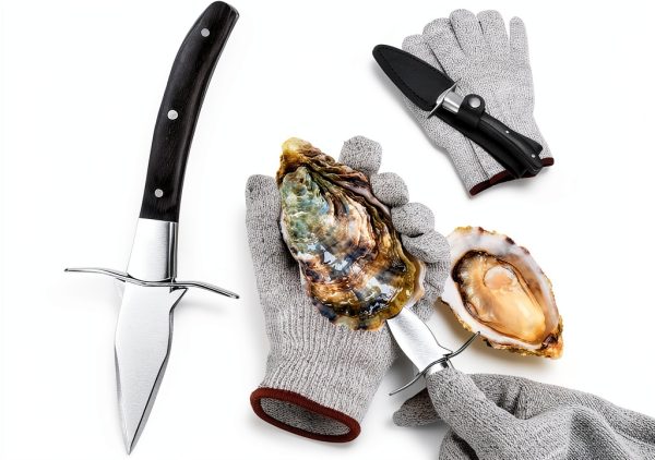 Oyster Shucking Knife QUMMFA Steel XL with Cut Resistant Glove-0
