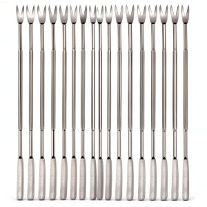 20 Pieces Stainless Steel Seafood Forks Picks- Silver-0